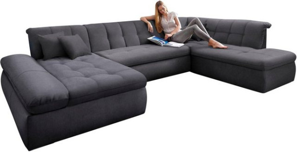 DOMO collection Wohnlandschaft NMoric im XXL-Format, B/T/H: 353/216/80 cm, incl. Zierkissen, wahlwei
