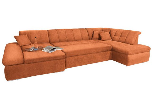DOMO collection Wohnlandschaft NMoric im XXL-Format, B/T/H: 353/216/80 cm, incl. Zierkissen, wahlwei