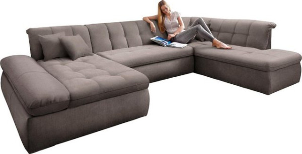 DOMO collection Wohnlandschaft NMoric im XXL-Format, B/T/H: 353/216/80 cm, incl. Zierkissen, wahlwei