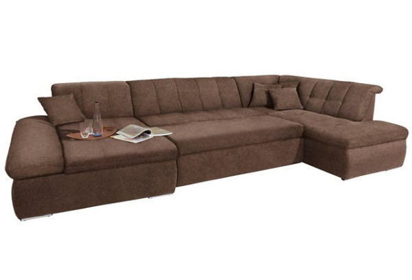 DOMO collection Wohnlandschaft NMoric im XXL-Format, B/T/H: 353/216/80 cm, incl. Zierkissen, wahlwei