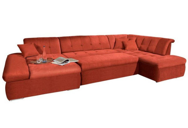 DOMO collection Wohnlandschaft NMoric im XXL-Format, B/T/H: 353/216/80 cm, incl. Zierkissen, wahlwei