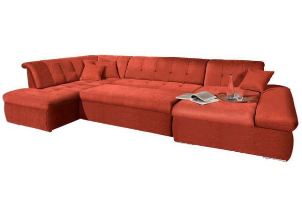 DOMO collection Wohnlandschaft NMoric im XXL-Format, B/T/H: 353/216/80 cm, incl. Zierkissen, wahlwei