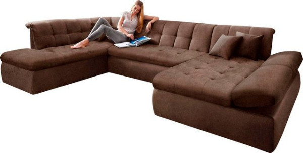 DOMO collection Wohnlandschaft NMoric im XXL-Format, B/T/H: 353/216/80 cm, incl. Zierkissen, wahlwei
